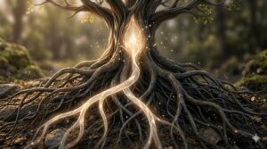 arbre aux racines symbolisant les mémoires familiales et le transgénérationnel