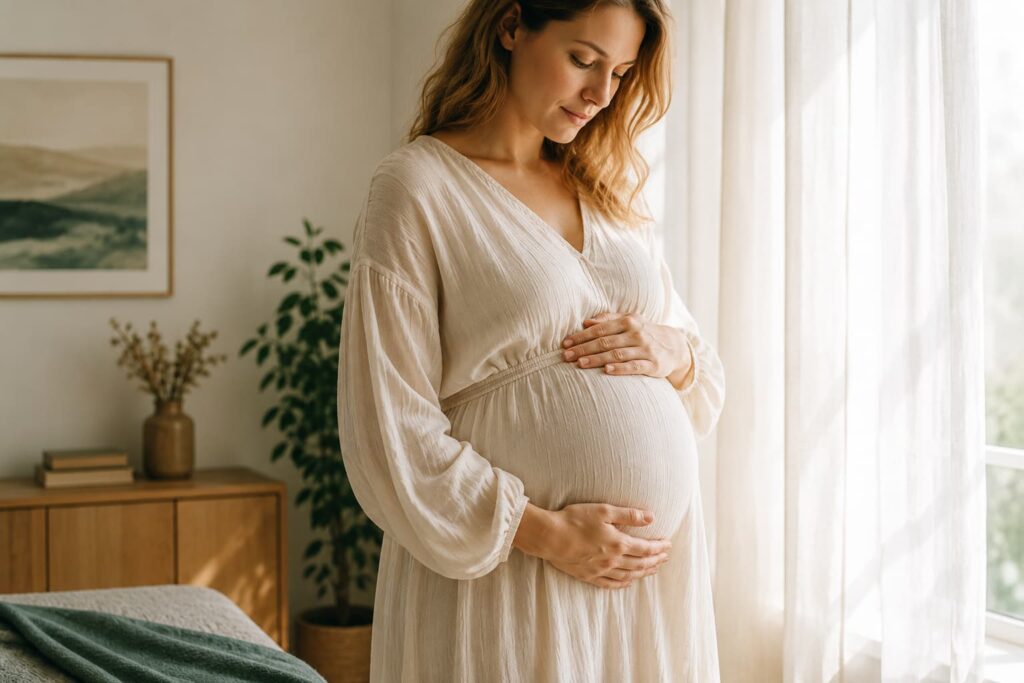 femme enceinte illustrant le développement précoce et la mémoire du corps avant la naissance